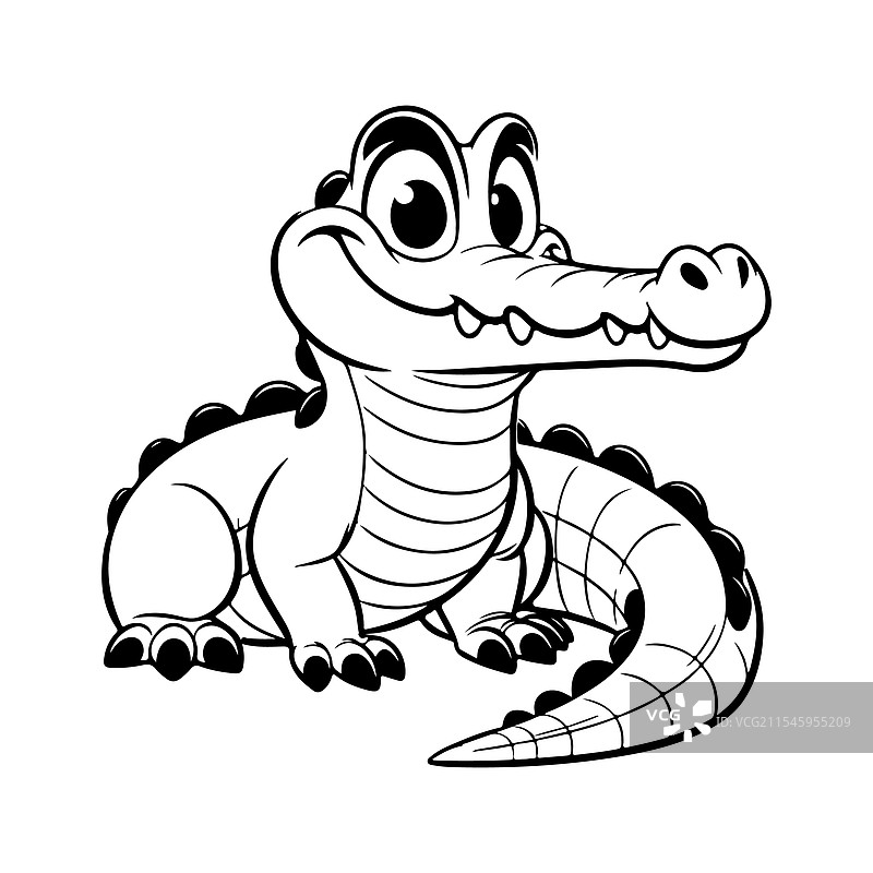 鳄鱼线条艺术涂色页图片素材