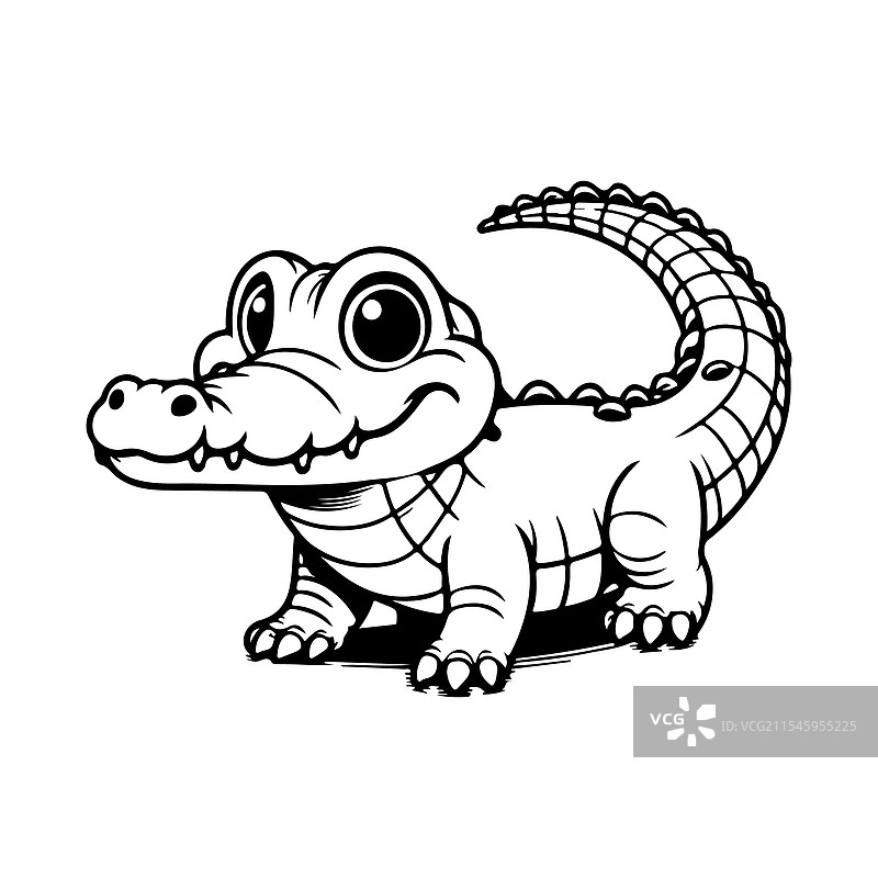 鳄鱼线条艺术涂色页图片素材