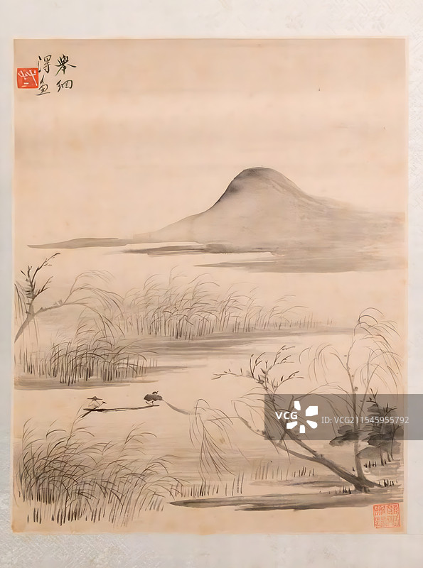 华喦山水图册，举网得鱼图片素材