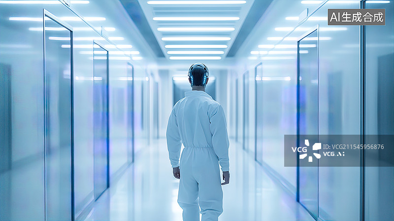 【AI数字艺术】一个人在走廊图片素材