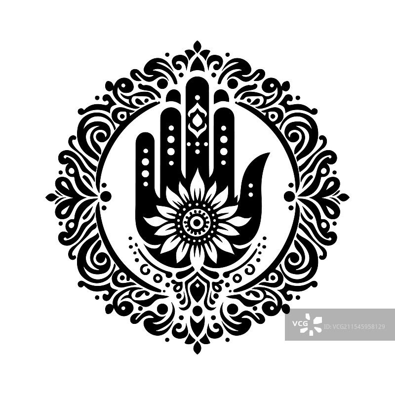 美丽的海娜图案剪影图片素材