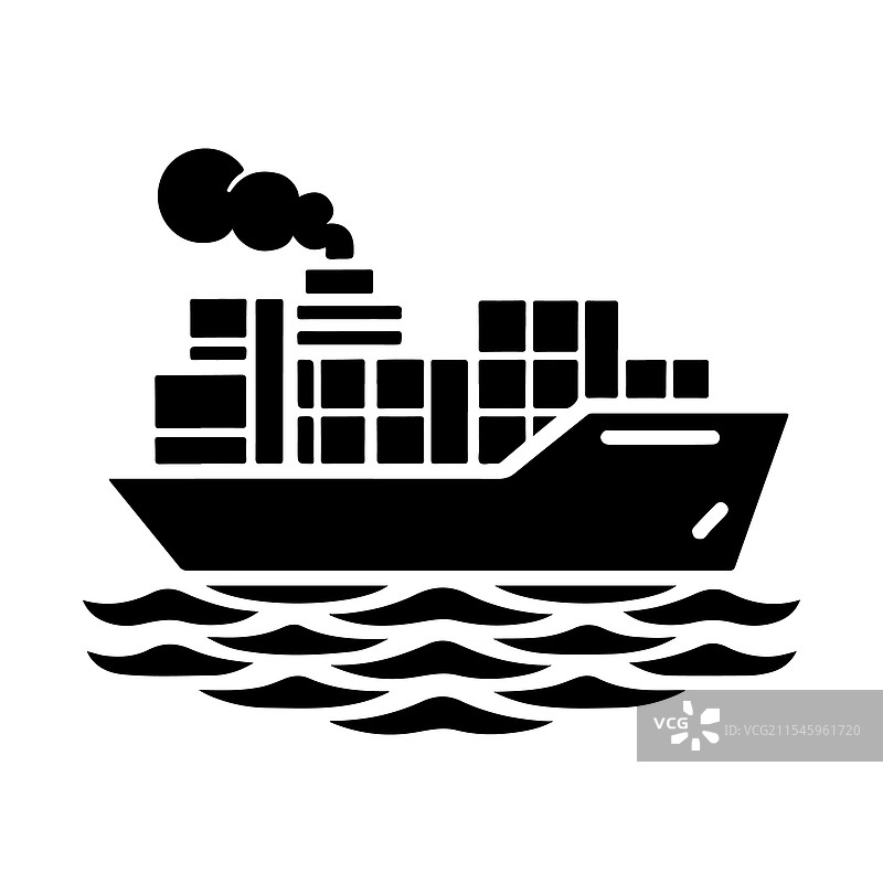 详细的集装箱船轮廓图用于海洋主题图片素材