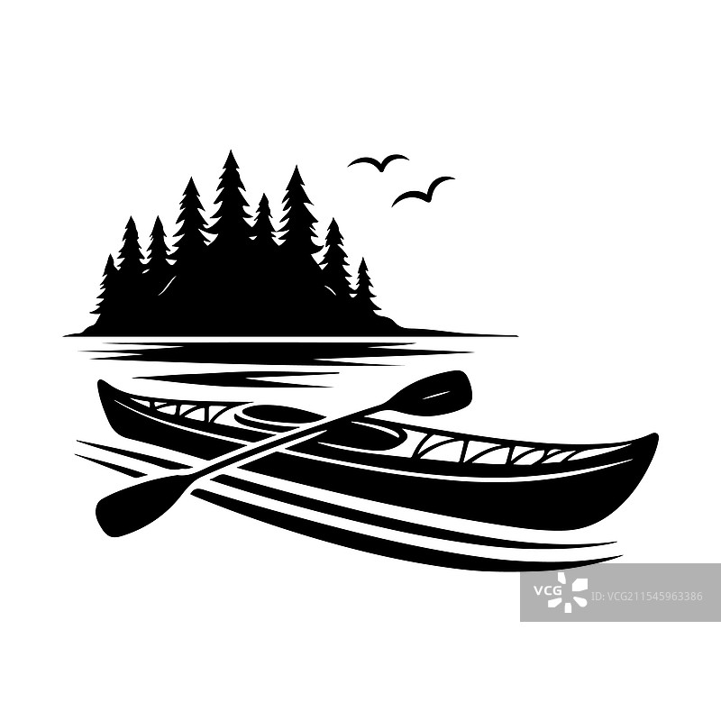 适合户外设计的皮划艇剪影图片素材