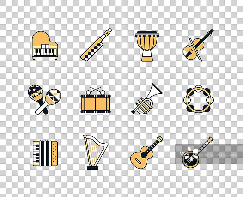 古典乐器 - 线条设计风格图片素材