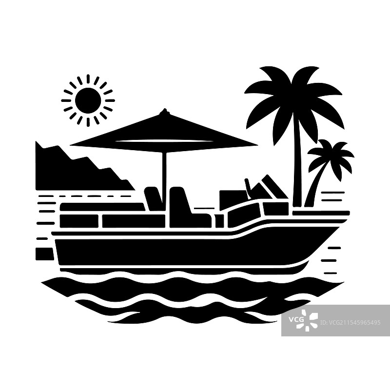 高质量的浮筒船剪影用于图形设计图片素材