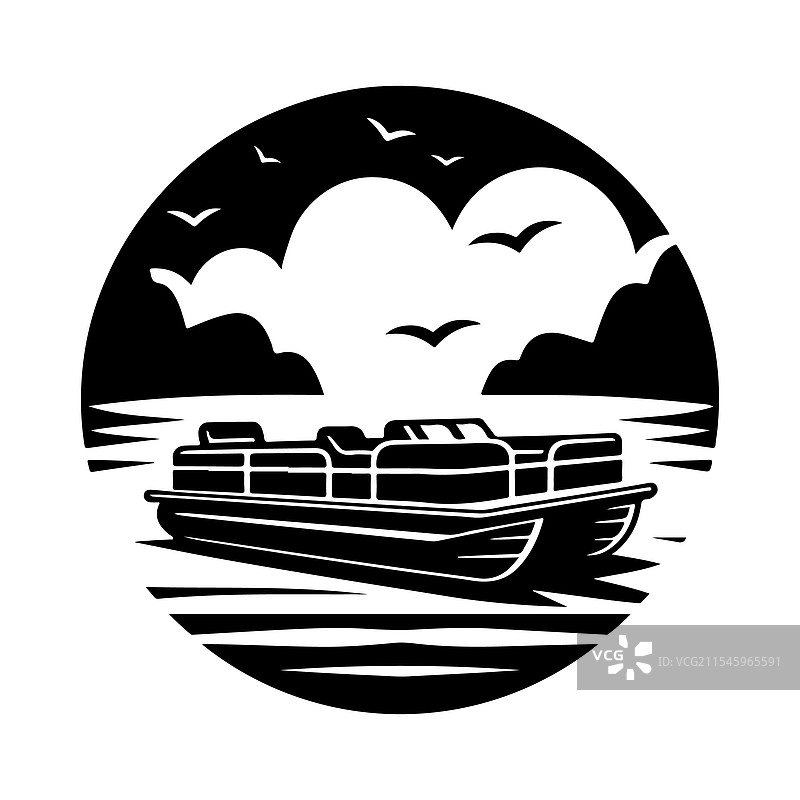 高质量的浮筒船剪影用于图形设计图片素材