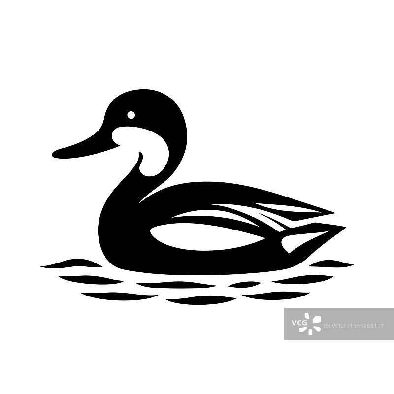 美丽的黄嘴绿头鸭剪影图片素材