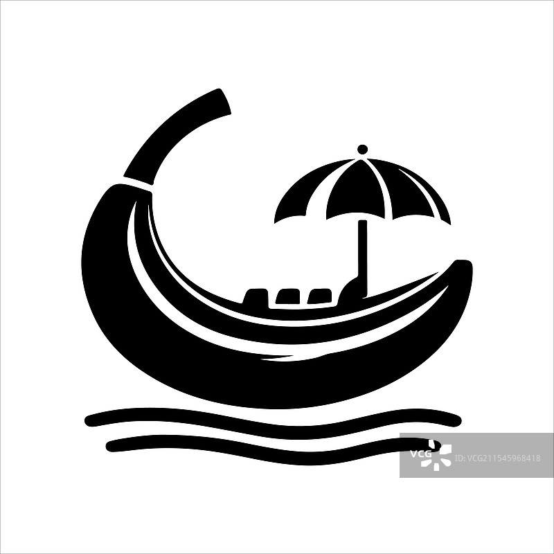 香蕉船剪影艺术用于标志和设计图片素材