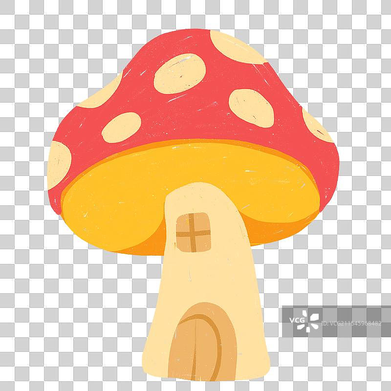 卡通蘑菇房子儿童画装饰元素图片素材