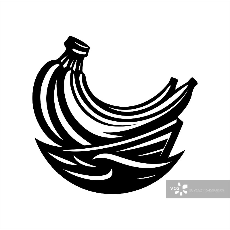 香蕉船剪影艺术用于标志和设计图片素材