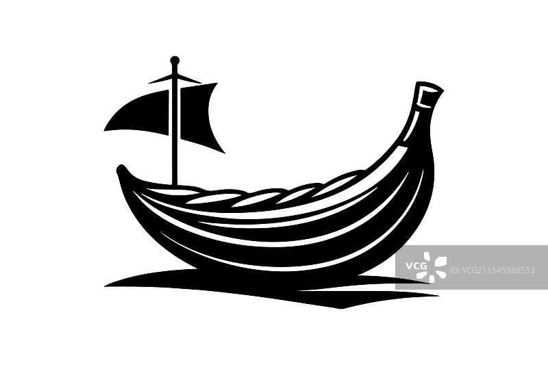 香蕉船剪影艺术用于标志和设计图片素材