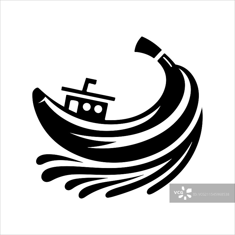香蕉船剪影艺术用于标志和设计图片素材