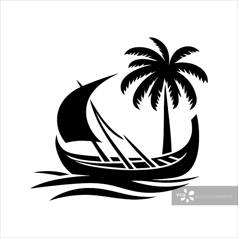 香蕉船剪影艺术用于标志和设计图片素材