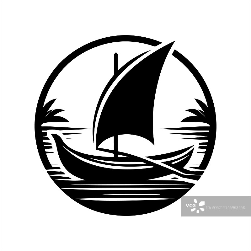 香蕉船剪影艺术用于标志和设计图片素材