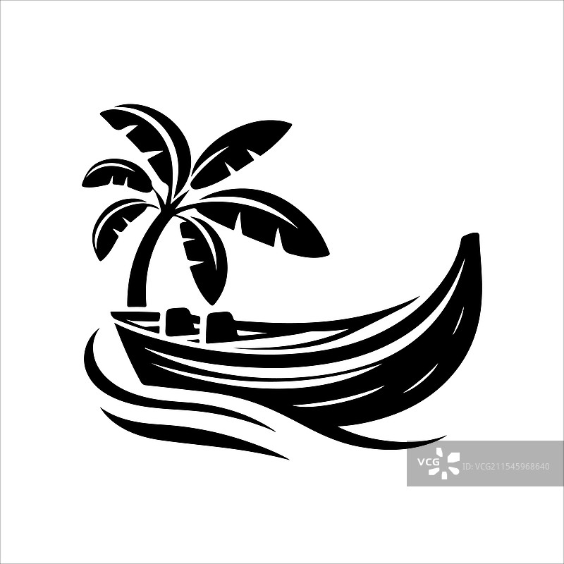 香蕉船剪影艺术用于标志和设计图片素材