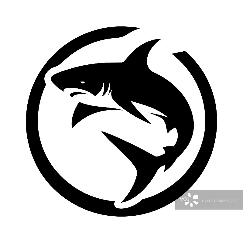 惊艳的黑鳍鲨轮廓，适合印刷和网络使用图片素材