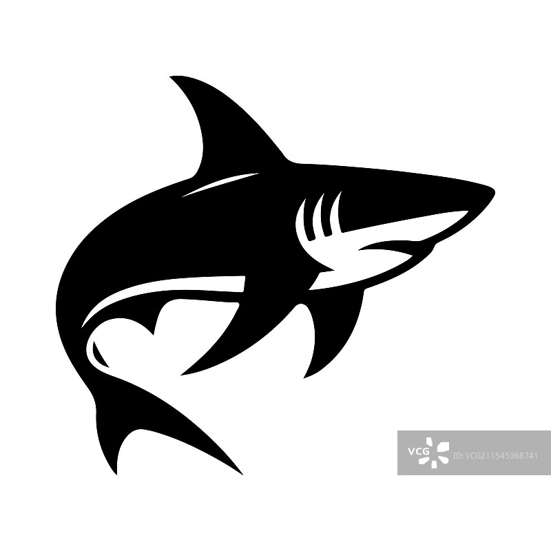 惊艳的黑鳍鲨轮廓，适合印刷和网络使用图片素材