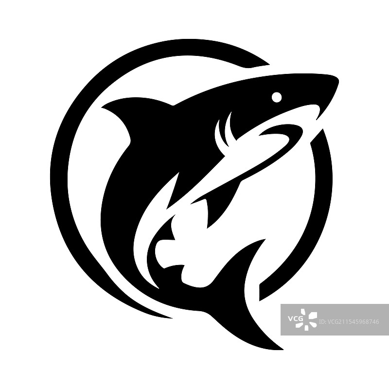 惊艳的黑鳍鲨轮廓，适合印刷和网络使用图片素材