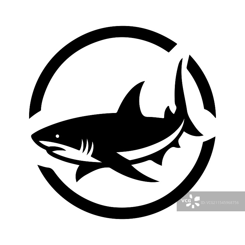 惊艳的黑鳍鲨轮廓，适合印刷和网络使用图片素材