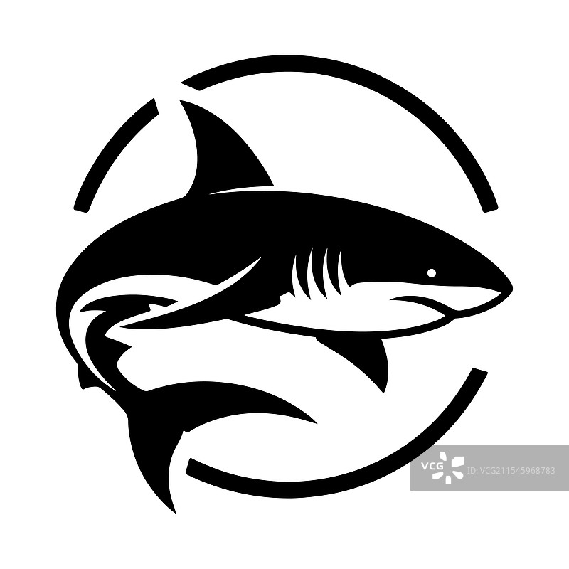 惊艳的黑鳍鲨轮廓，适合印刷和网络使用图片素材