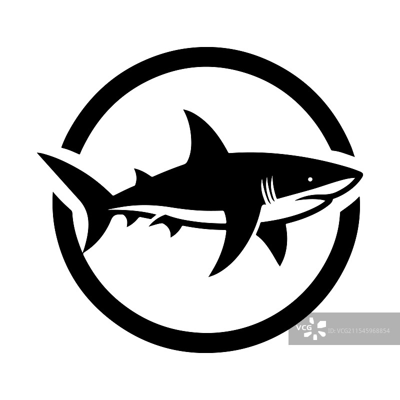 惊艳的黑鳍鲨轮廓，适合印刷和网络使用图片素材