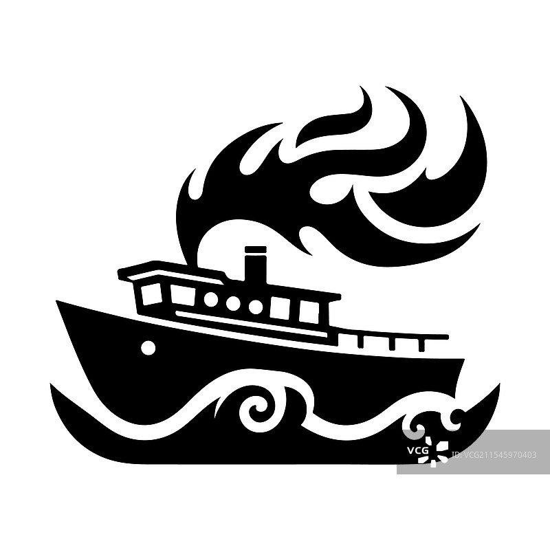 消防船剪影高质量图形图片素材