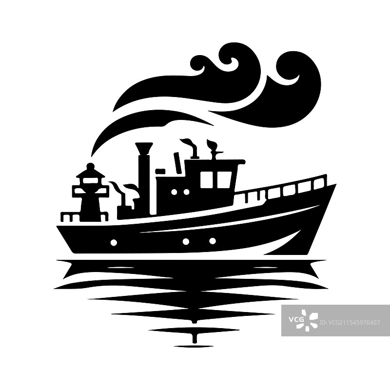 消防船剪影高质量图形图片素材