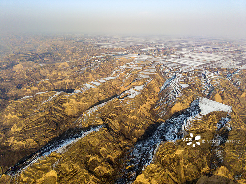 黄河流域山西临猗段雪景图片素材