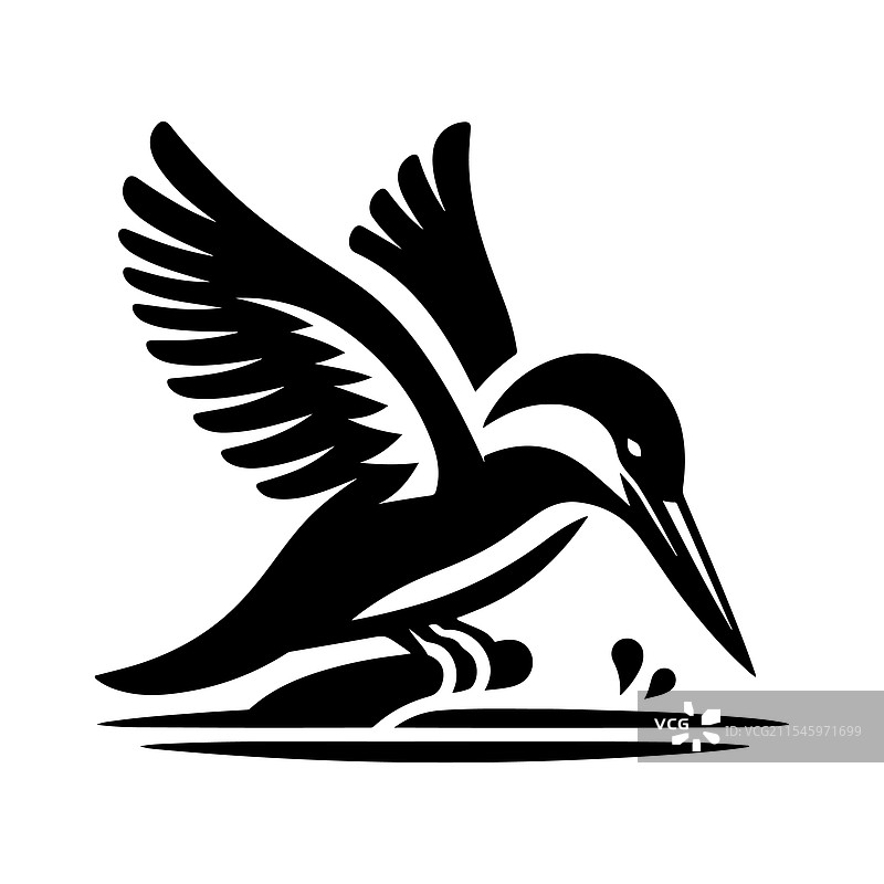 翠鸟剪影，适合惊艳的自然图形设计图片素材