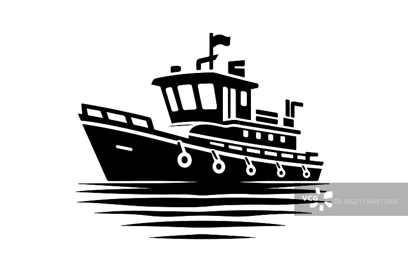 拖船剪影，适合海洋设计图片素材