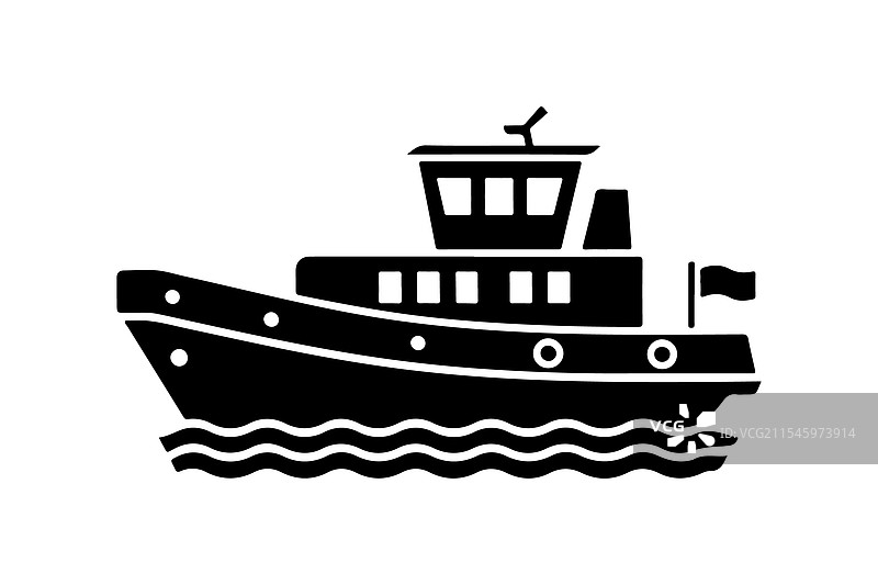 拖船剪影，适合海洋设计图片素材