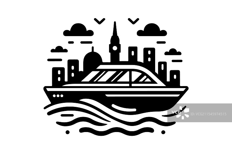 获取高质量的水上出租车剪影用于您的图片素材