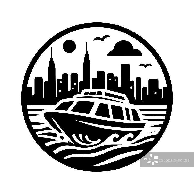 获取高质量的水上出租车剪影用于您的图片素材