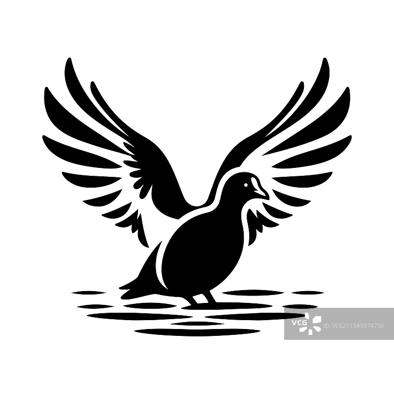 白翅水鸡剪影，适合惊艳设计图片素材