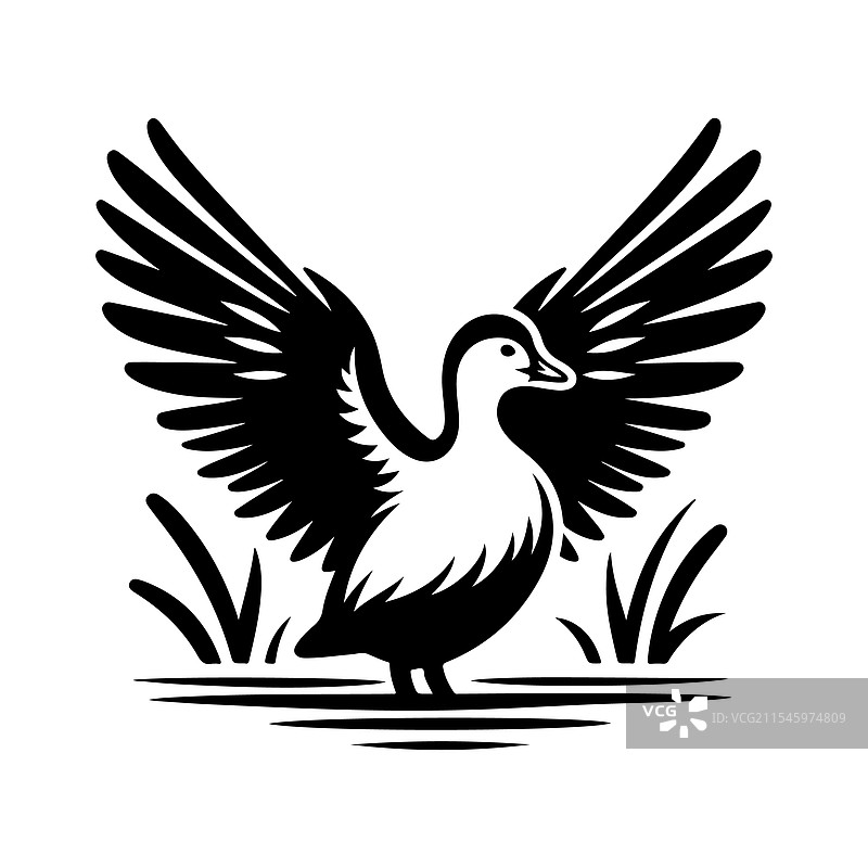 白翅水鸡剪影，适合惊艳设计图片素材