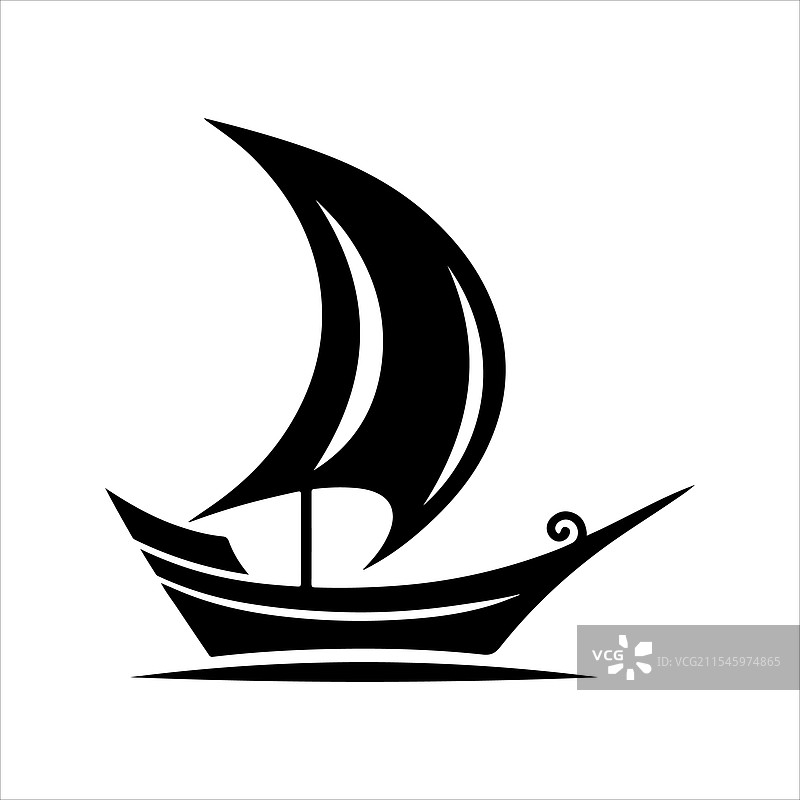 高质量的帆船轮廓海洋图形图片素材