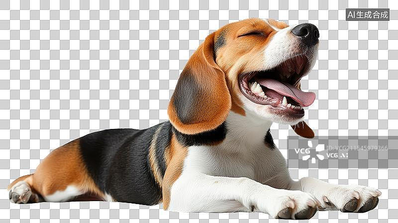 【AI数字艺术】免抠|白色背景下开心的比格犬肖像图片素材