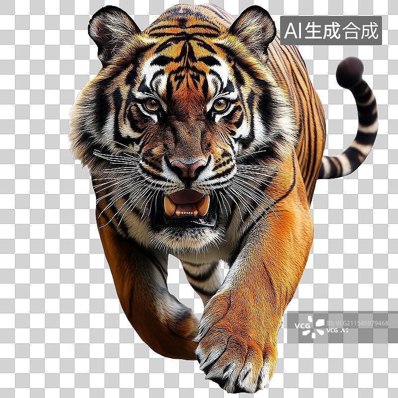 【AI数字艺术】免抠|迅猛老虎奔跑瞬间图片素材