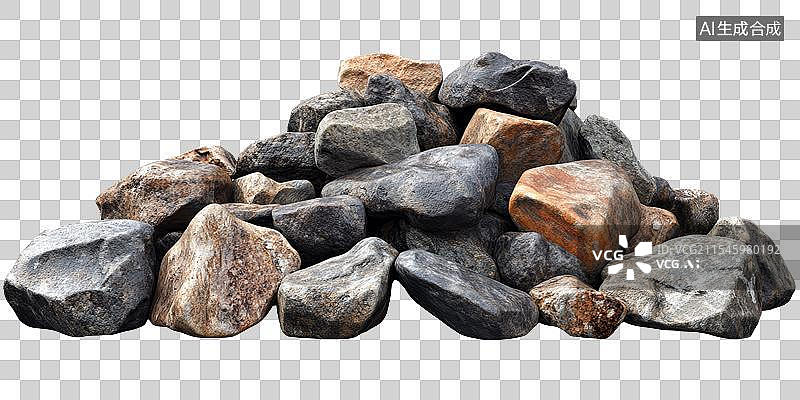 【AI数字艺术】免抠|堆积的石头堆放在白色背景上图片素材