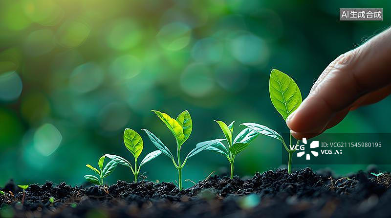 【AI数字艺术】生机勃勃的幼苗 呵护成长图片素材