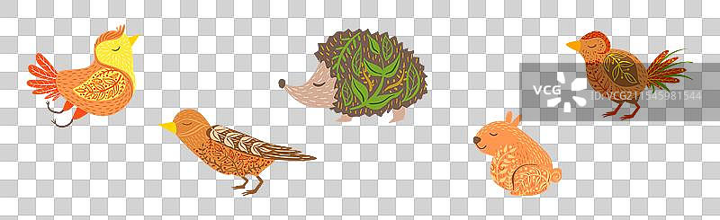 带有民族图案的动物与身体装饰图片素材