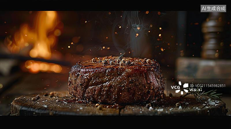 【AI数字艺术】香煎牛排的美味诱惑图片素材