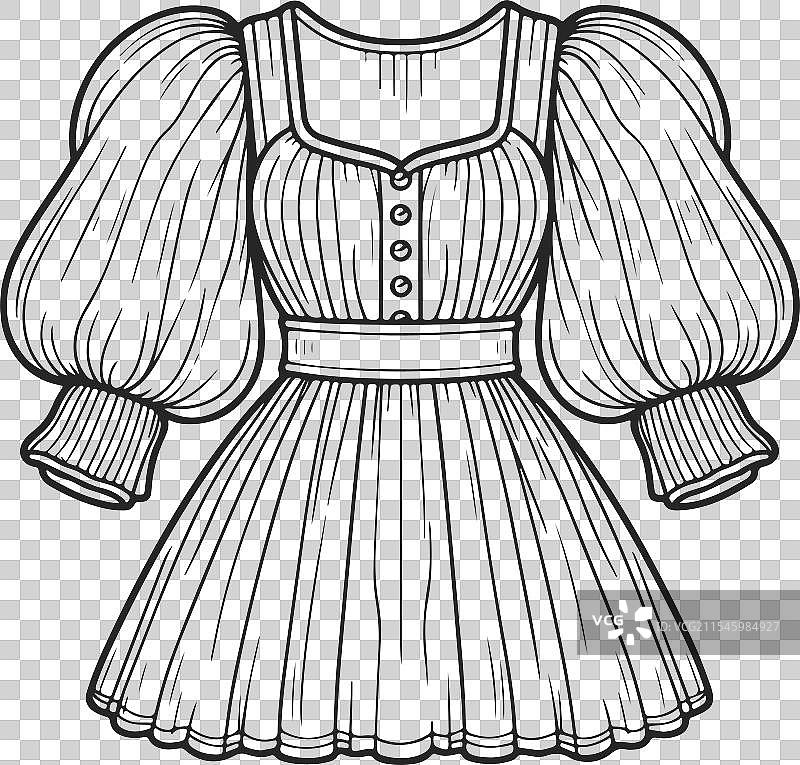 泡袖迷你裙技术时尚连衣裙图片素材