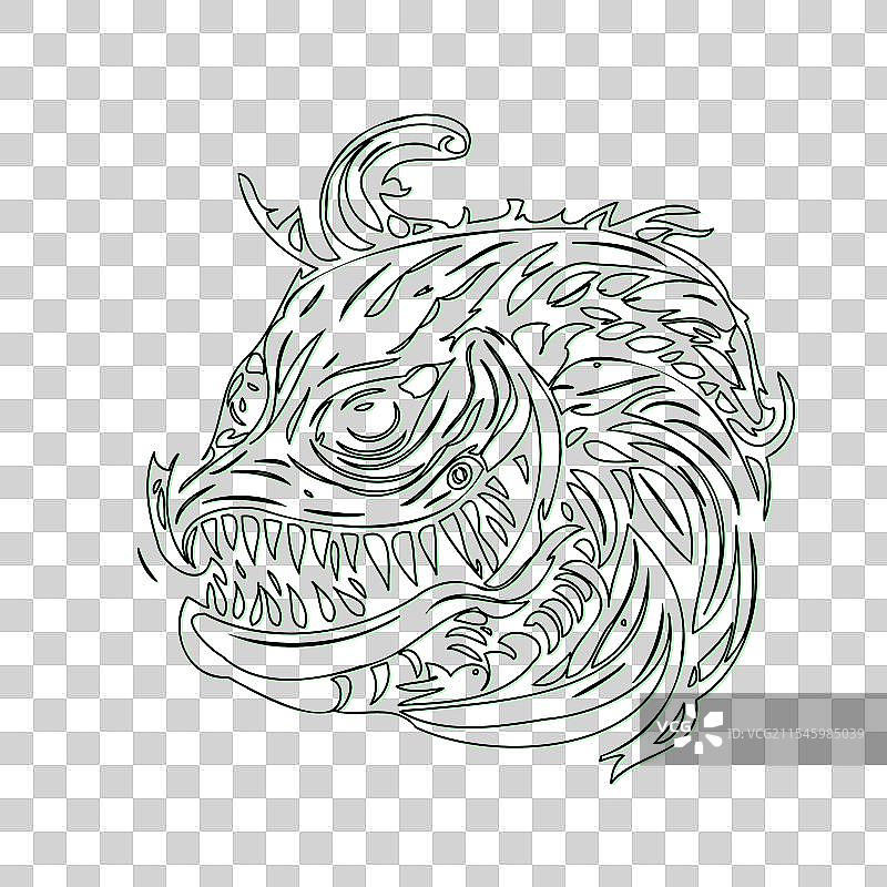 绿色海怪轮廓草图图片素材