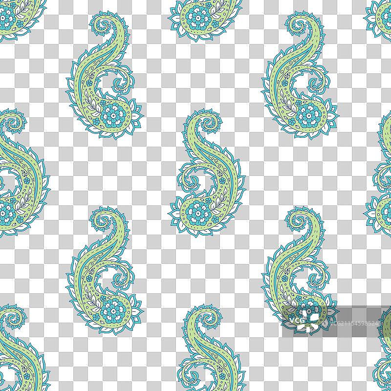 黑色背景上的无缝佩斯利图案图片素材