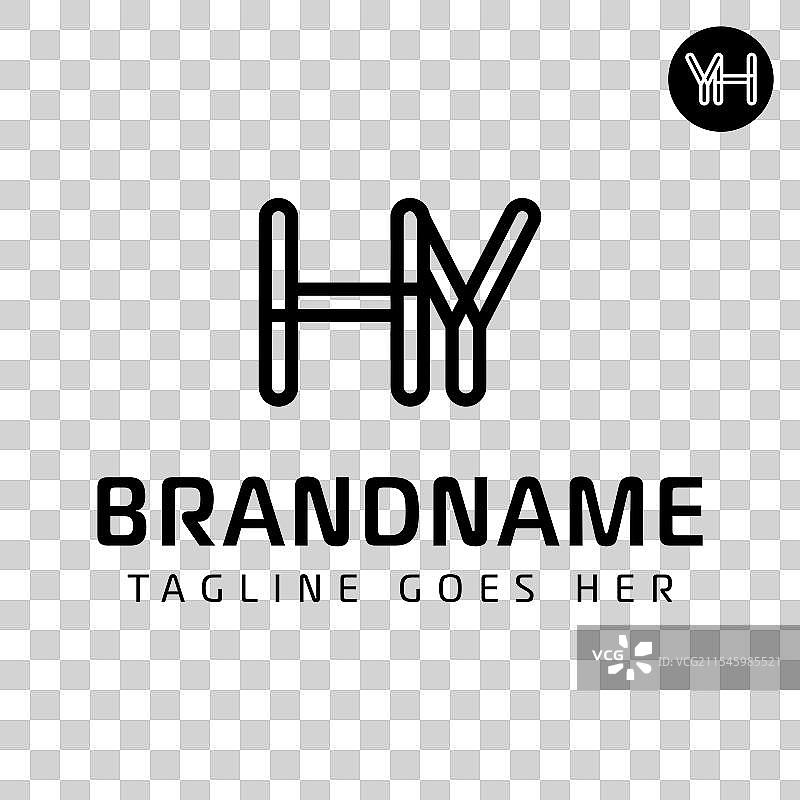带有字母HY和YH的商业单色标志图片素材
