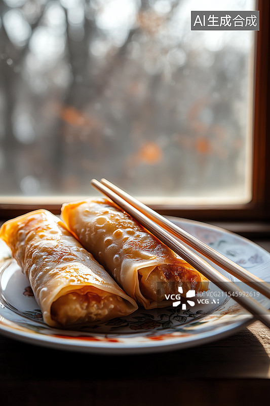 【AI数字艺术】中国传统美食春卷图片素材