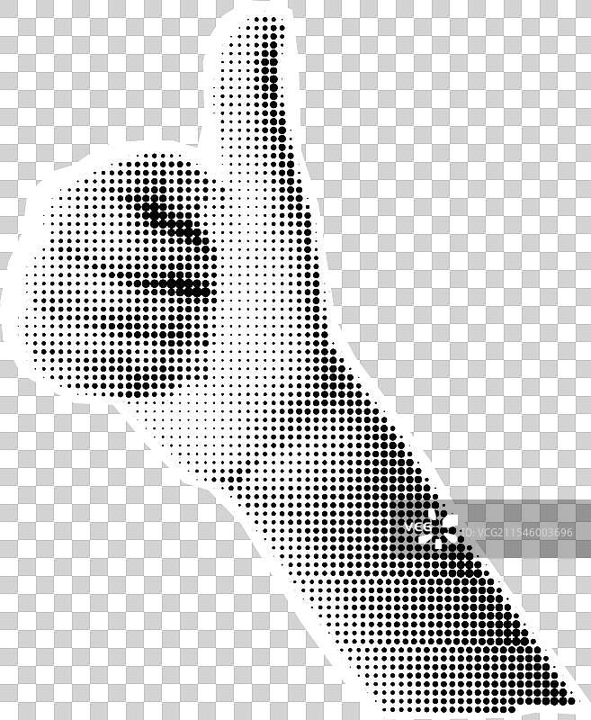 半色调的竖起大拇指手势叹息图片素材