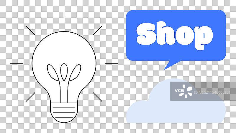 灯泡和商店招牌与云朵在一起图片素材