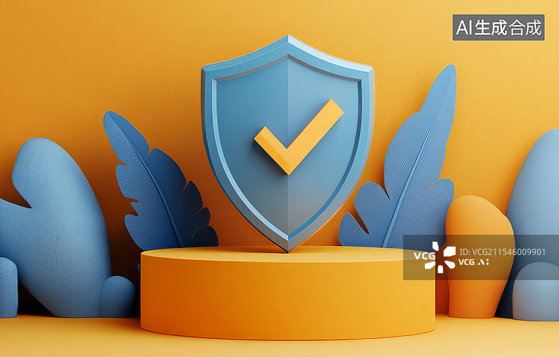 【AI数字艺术】3D安全保护盾牌图片素材